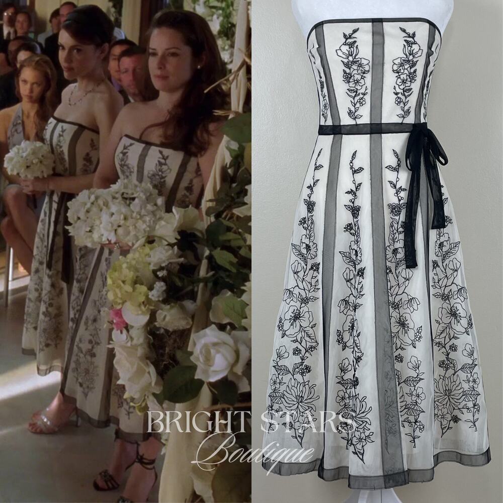 Rare Black and White Lace Strapless Dress ASO Charmed Piper Phoebe Halliwell - Picture 1 of 11